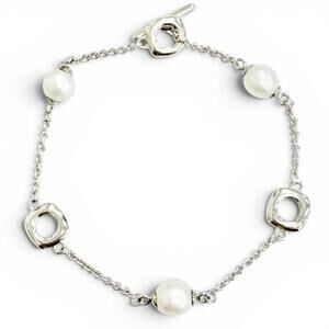 TIFFANY White Pearl Charm Bracelet